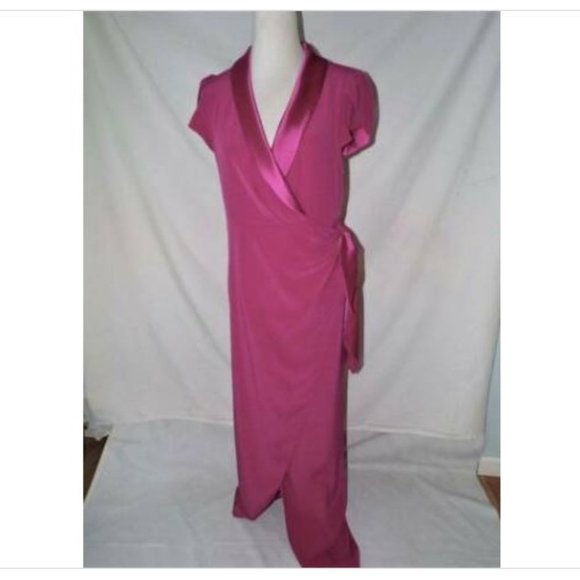 VERDIN Wrap Satin Column Gown Dress Pink NEW Size 4 - Picture 6 of 15